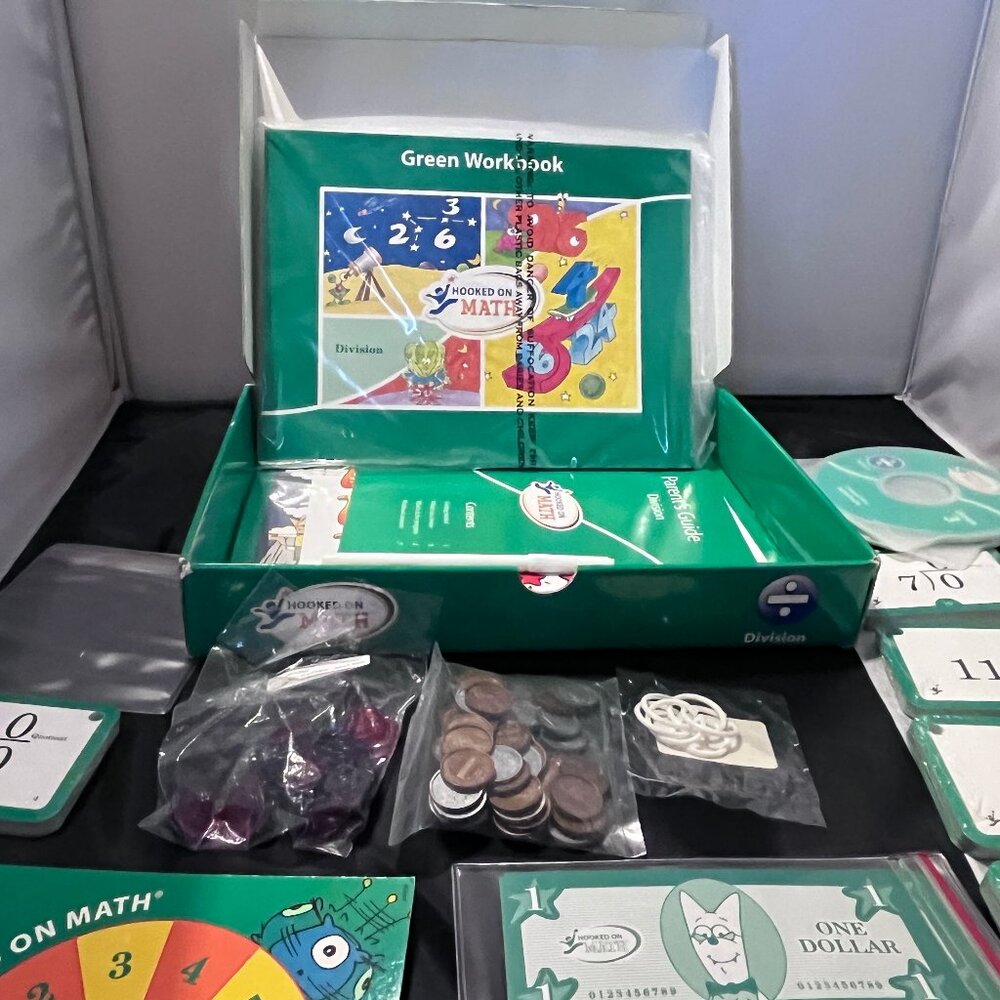 Hooked On Math Division w 3 CD's (Disc) Flash Cards Play Money + More New